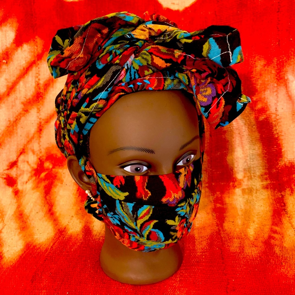 Hand Crafted Headwrap & Mask Set